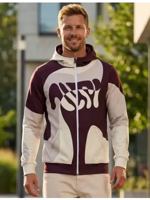 Herren -Sweatshirt auf Reißverschlussprämie ALTISPORT VOJ/ALM056MI02 BEIGE/ROT