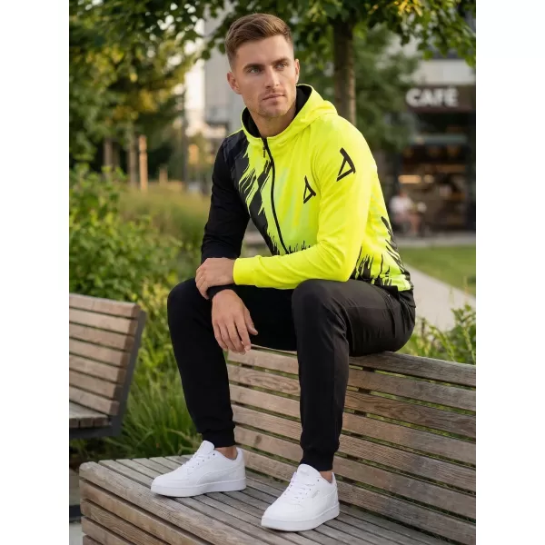  Herren -Sweatshirt auf Reißverschlussprämie ALTISPORT VOJ/ALM006MI02 SCHWARZ -AUSGELB 
