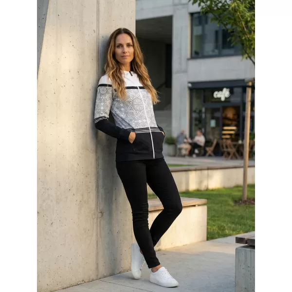  Frauen -Sweatshirt bei Reißverschlussprämie ALTISPORT VOJ/ALW023MI02 SCHWARZ UND WEIß 
