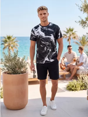 Männer funktionaler T -Shirt Premium ALTISPORT VOJ/ALM071TR01 SCHWARZ UND WEIß