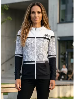 Frauen -Sweatshirt bei Reißverschlussprämie ALTISPORT VOJ/ALW023MI02 SCHWARZ UND WEIß