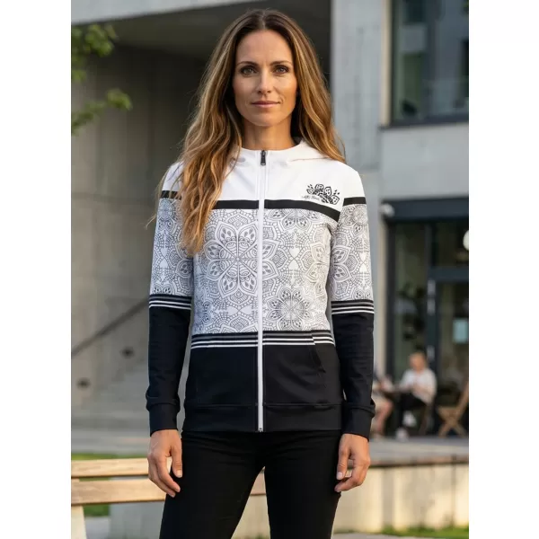  Frauen -Sweatshirt bei Reißverschlussprämie ALTISPORT VOJ/ALW023MI02 SCHWARZ UND WEIß 