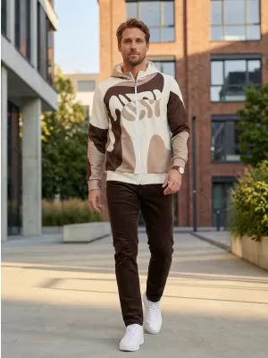 Herren -Sweatshirt auf Reißverschlussprämie ALTISPORT VOJ/ALM056MI02 BRAUN