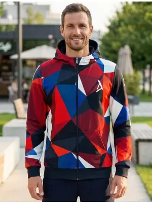 Herren -Sweatshirt auf Reißverschlussprämie ALTISPORT VOJ/ALM007MI02 MARINEBLAU/ROT