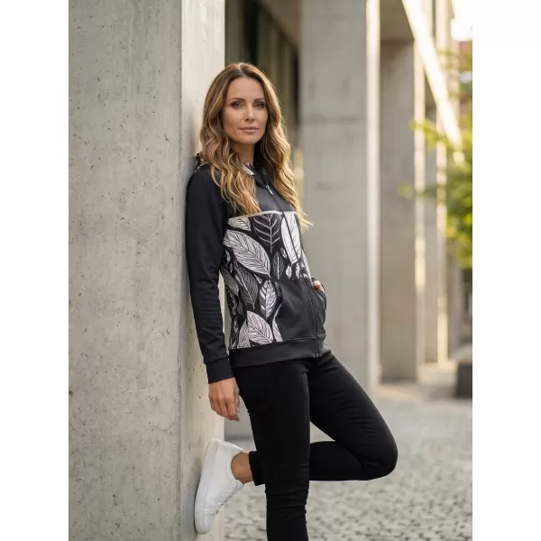  Frauen -Sweatshirt bei Reißverschlussprämie ALTISPORT VOJ/ALW061MI02 SCHWARZ UND WEIß 