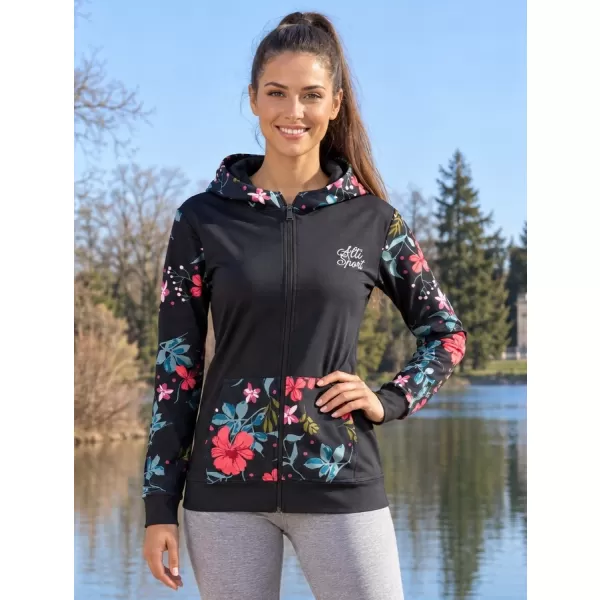  Frauen -Sweatshirt bei Reißverschlussprämie ALTISPORT VOJ/ALW063MI02 SCHWARZ -GREEN 