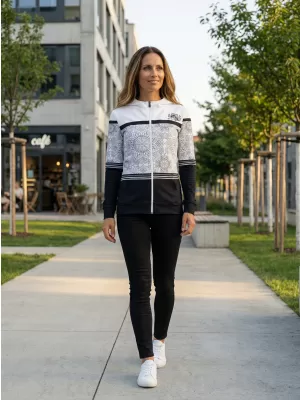 Frauen -Sweatshirt bei Reißverschlussprämie ALTISPORT VOJ/ALW023MI02 SCHWARZ UND WEIß