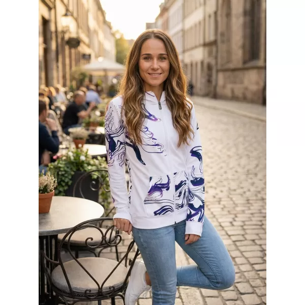  Frauen -Sweatshirt bei Reißverschlussprämie ALTISPORT VOJ/ALW064MI02 WEIß -VIOLETT 