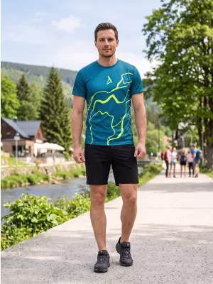 Männer funktionaler T -Shirt Premium ALTISPORT VOJ/ALM073TR01 MARINE-FLUO GELB