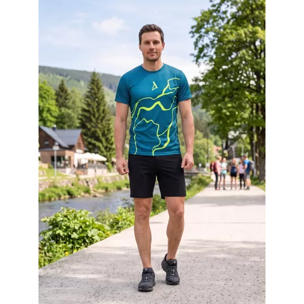  Männer funktionaler T -Shirt Premium ALTISPORT VOJ/ALM073TR01 MARINE-FLUO GELB 