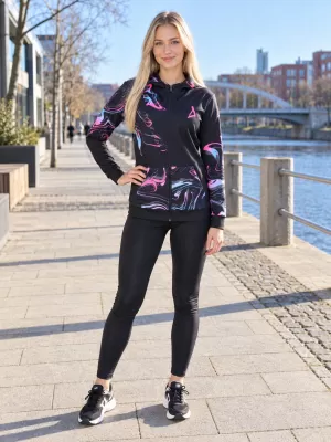 Frauen -Sweatshirt bei Reißverschlussprämie ALTISPORT VOJ/ALW064MI02 SCHWARZ -PINK