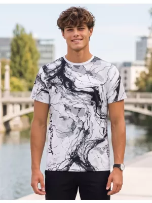 Männer funktionaler T -Shirt Premium ALTISPORT VOJ/ALM071TR01 WEIß -UND -SCHWARZ