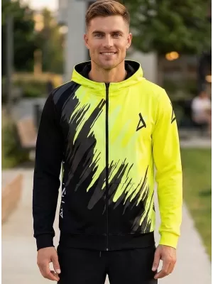 Herren -Sweatshirt auf Reißverschlussprämie ALTISPORT VOJ/ALM006MI02 SCHWARZ -AUSGELB