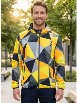 Herren -Sweatshirt auf Reißverschlussprämie ALTISPORT VOJ/ALM007MI02 SCHWARZ -AUSGELB