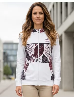Frauen -Sweatshirt bei Reißverschlussprämie ALTISPORT VOJ/ALW061MI02 WEIß/BURGUNDER