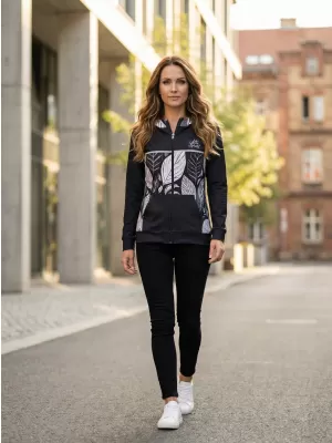 Frauen -Sweatshirt bei Reißverschlussprämie ALTISPORT VOJ/ALW061MI02 SCHWARZ UND WEIß