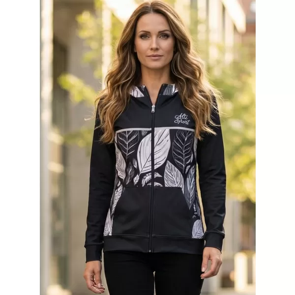  Frauen -Sweatshirt bei Reißverschlussprämie ALTISPORT VOJ/ALW061MI02 SCHWARZ UND WEIß 