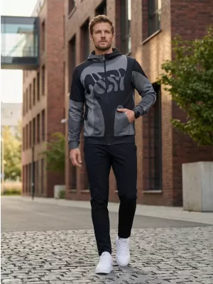 Herren -Sweatshirt auf Reißverschlussprämie ALTISPORT VOJ/ALM056MI02 SCHWARZ