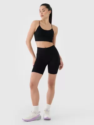 Damenkürzige Leggings 4F WSS25TFSTF014 TIEF SCHWARZ
