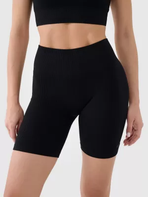 Damenkürzige Leggings 4F WSS25TFSTF014 TIEF SCHWARZ