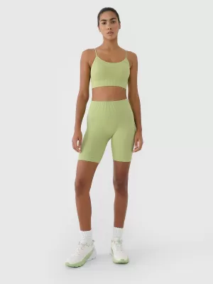 Damenkürzige Leggings 4F WSS25TFSTF014 HELLGRÜN