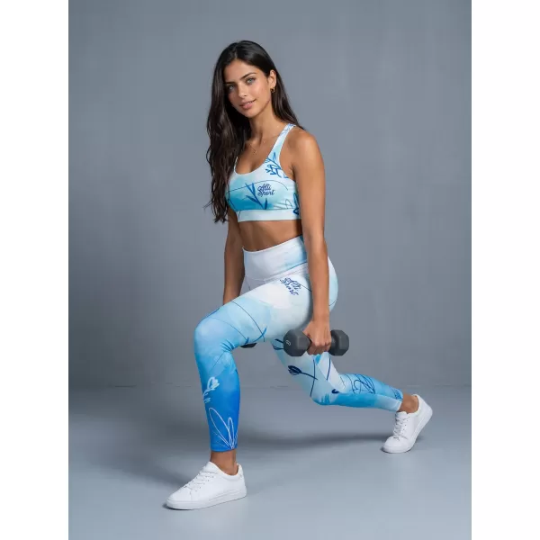  Lange Leggings für Frauen Premium ALTISPORT VOJ/ALW083LEG01 WEIß -BLAU 