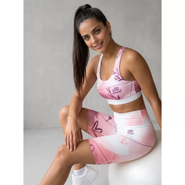 Frauen -Leggings über den Knien Premium ALTISPORT VOJ/ALW083LEG02 WEIß -PINK 