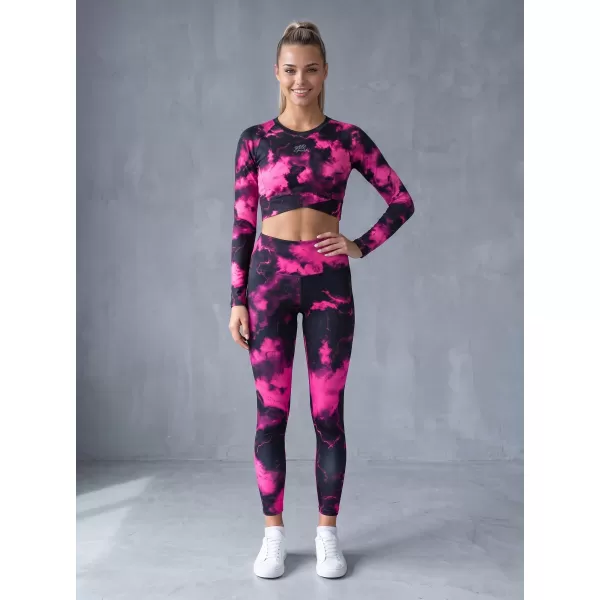  Lange Leggings für Frauen Premium ALTISPORT VOJ/ALW066LEG01 SCHWARZ -PINK 