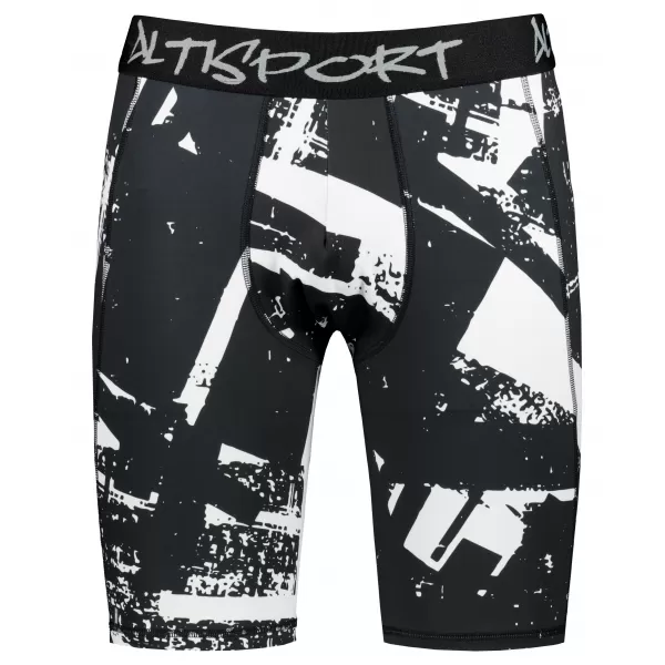  Männersport -Leggings über den Knien der Prämie ALTISPORT VOJ/ALM079LEG02 SCHWARZ UND WEIß 