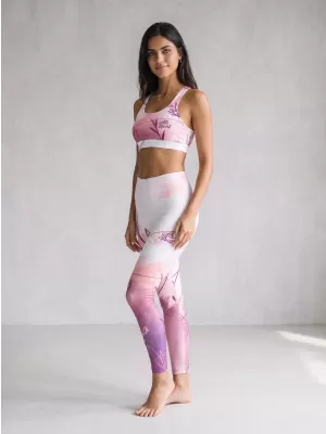 Lange Leggings für Frauen Premium ALTISPORT VOJ/ALW083LEG01 WEIß -PINK
