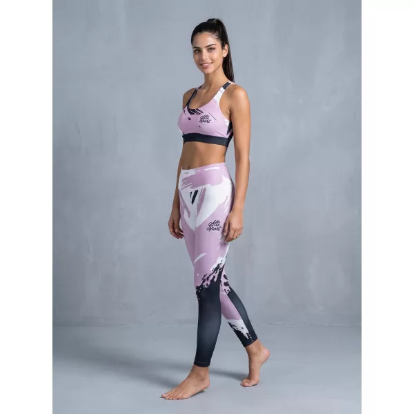  Lange Leggings für Frauen Premium ALTISPORT VOJ/ALW081LEG01 ROSA SCHWARZ 