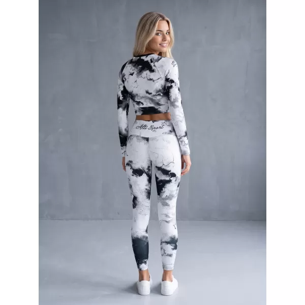  Lange Leggings für Frauen Premium ALTISPORT VOJ/ALW066LEG01 WEIß -UND -SCHWARZ 
