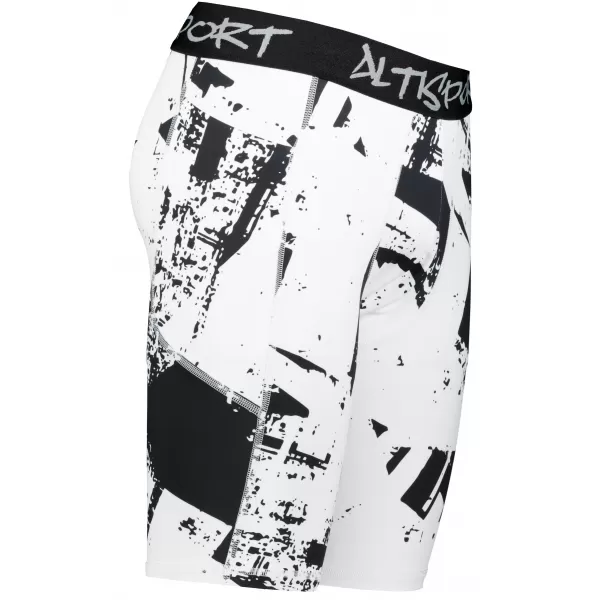  Männersport -Leggings über den Knien der Prämie ALTISPORT VOJ/ALM079LEG02 WEIß -UND -SCHWARZ 