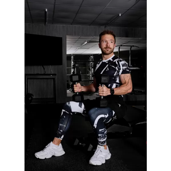  Herrensport -Leggings langer Prämie ALTISPORT VOJ/ALM079LEG01 SCHWARZ UND WEIß 