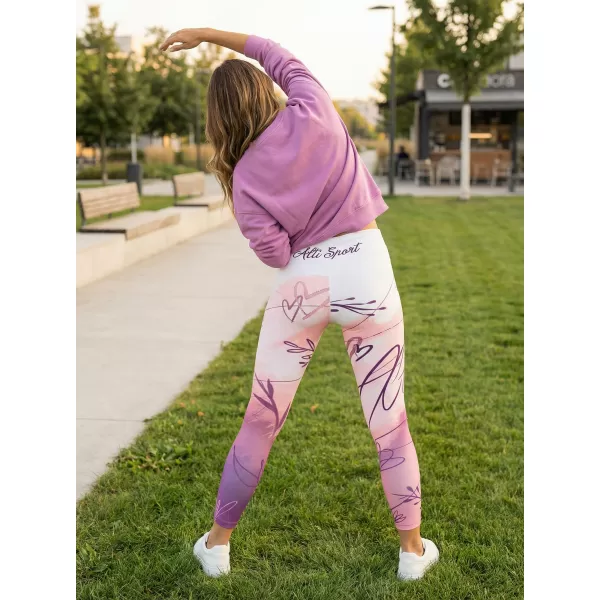  Lange Leggings für Frauen Premium ALTISPORT VOJ/ALW083LEG01 WEIß -PINK 