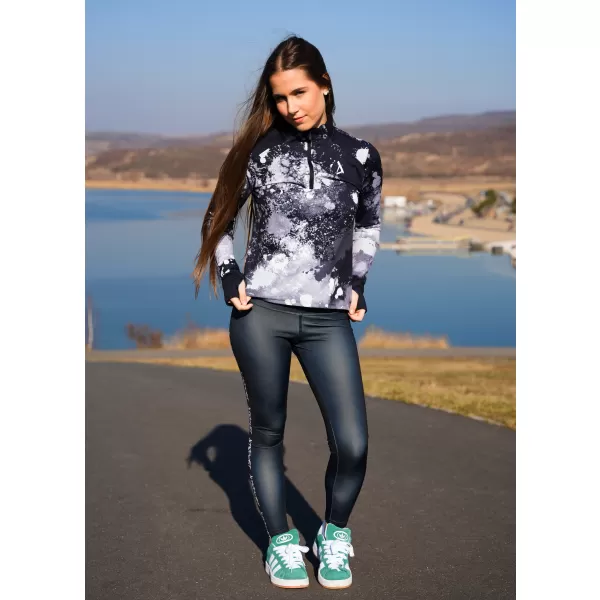  Frauen Sport Sweatshirt Premium Plus ALTISPORT VOJ/ALW055MI04 SCHWARZ UND WEIß 
