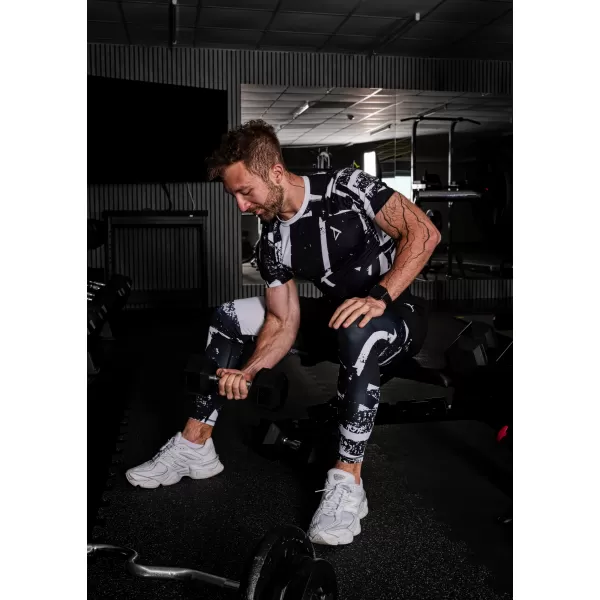  Herrensport -Leggings langer Prämie ALTISPORT VOJ/ALM079LEG01 SCHWARZ UND WEIß 