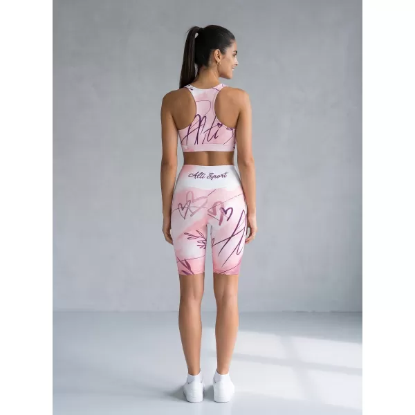  Frauen -Leggings über den Knien Premium ALTISPORT VOJ/ALW083LEG02 WEIß -PINK 