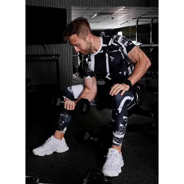  Herrensport -Leggings langer Prämie ALTISPORT VOJ/ALM079LEG01 SCHWARZ UND WEIß 