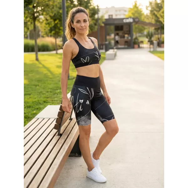  Frauen -Leggings über den Knien Premium ALTISPORT VOJ/ALW083LEG02 SCHWARZ UND WEIß 