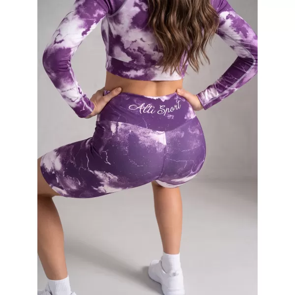  Frauen -Leggings über den Knien Premium ALTISPORT VOJ/ALW066LEG02 WEIß -VIOLETT 
