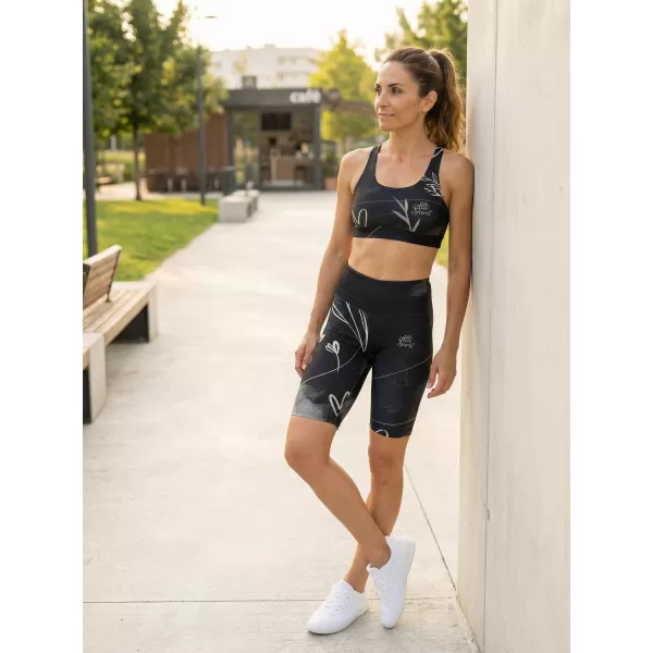  Frauen -Leggings über den Knien Premium ALTISPORT VOJ/ALW083LEG02 SCHWARZ UND WEIß 