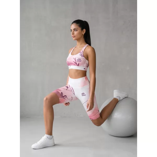  Frauen -Leggings über den Knien Premium ALTISPORT VOJ/ALW083LEG02 WEIß -PINK 