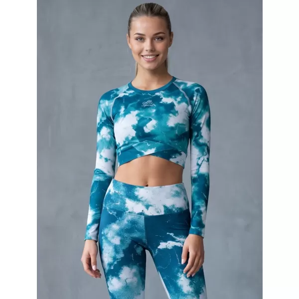  Lange Leggings für Frauen Premium ALTISPORT VOJ/ALW066LEG01 GRÜN -BLUE 