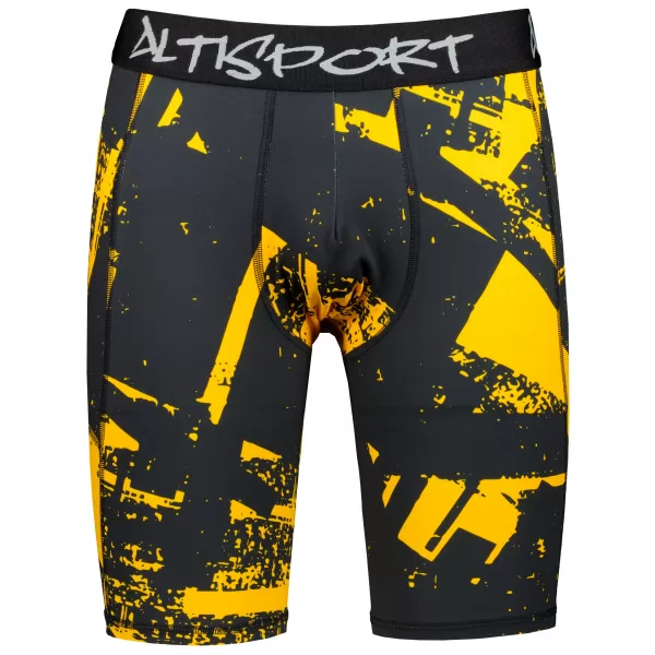  Männersport -Leggings über den Knien der Prämie ALTISPORT VOJ/ALM079LEG02 SCHWARZ -AUSGELB 