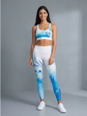 Lange Leggings für Frauen Premium ALTISPORT VOJ/ALW083LEG01 WEIß -BLAU