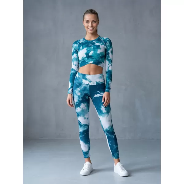  Frauen -Leggings über den Knien Premium ALTISPORT VOJ/ALW066LEG02 GRÜN -BLUE 
