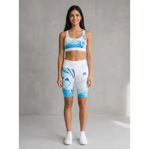  Frauen -Leggings über den Knien Premium ALTISPORT VOJ/ALW083LEG02 WEIß -BLAU 