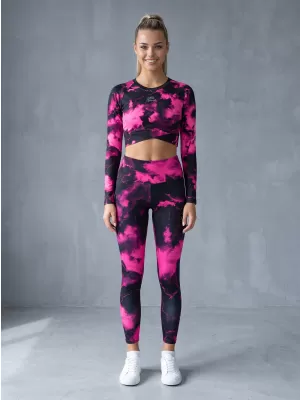 Lange Leggings für Frauen Premium ALTISPORT VOJ/ALW066LEG01 SCHWARZ -PINK