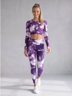 Lange Leggings für Frauen Premium ALTISPORT VOJ/ALW066LEG01 WEIß -VIOLETT